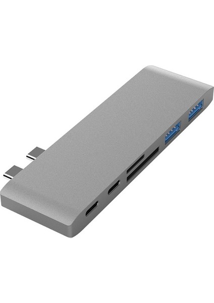 6 In1 Usb-C Hub Daul USB 3.0 Type-C Şarj Kart Reader Çoğaltıcı Hub AL-31954