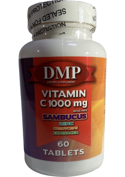 Vitamin C 1000 mg - Çinko Kara Mürver Cordyceps Ekinezya 60 Tablet C Vitamini 6 Kutu