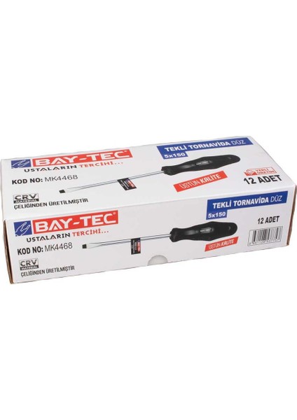 Düz Tornavida 5 x 150 mm 12'li fiyatları