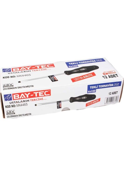 Düz Tornavida 4 x 150 mm 12'li fırsatları