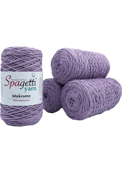 Spagettiyarn Açık Lila Makrome İp 4'lü Set
