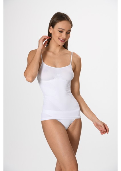 Ince Ip Askılı 16888 Örme Seamless Dikişsiz Soft Basic Kadın Parlak Korsajlı Korse Atlet indirimleri