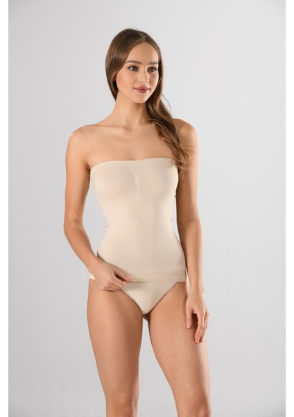 Büzgülü Straples Uzun 11040 Örme Seamless Dikişsiz Soft Basic Kadın Atlet