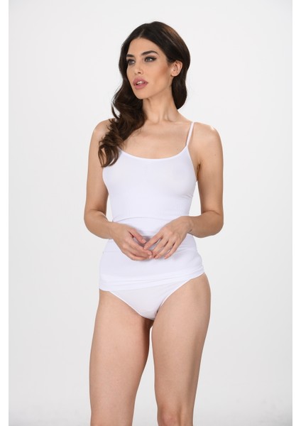 Ince Ip Askılı 1602 Örme Seamless Dikişsiz Soft Basic Kadın Korsajlı Atlet