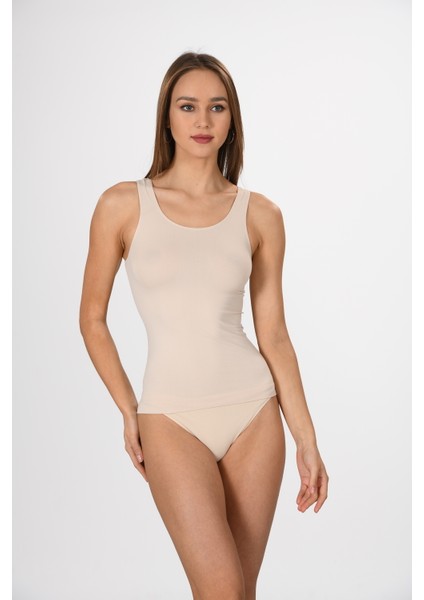 Kalın Askılı 1601 Örme Seamless Dikişsiz Soft Basic Kadın Atlet