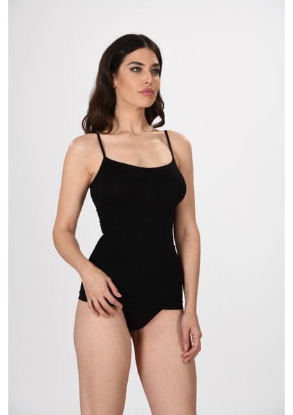 Ince Ip Askılı 1602 Örme Seamless Dikişsiz Soft Basic Kadın Korsajlı Atlet
