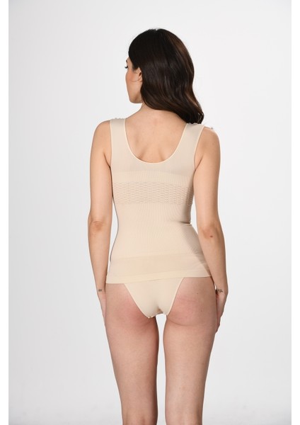 Kalın Askılı 1644 V Yaka Örme Seamless Dikişsiz Soft Basic Kadın Korsajlı Atlet