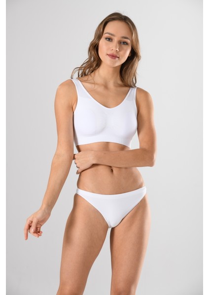 Kalın Askılı 11027 Sıfır Kol Pedli Örme Seamless Dikişsiz Basic Kadın Büstiyer