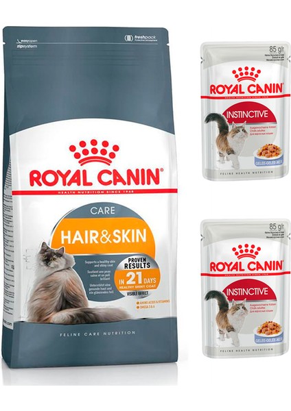 Hair&skin Care Tüy Güzelliği Kedi Maması 4 kg + Royal Canin Yaş Mama 2 Adet