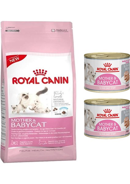 Mother&baby Yavru Kedi Maması 4 kg + Royal Canin Yavru Konserve 2 Adet 195 Gr.