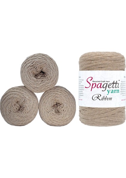 Spagettiyarn Bej Ribbon 8 4'lü Set