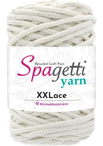 Spagettiyarn Şeker Beyaz XXLace İp