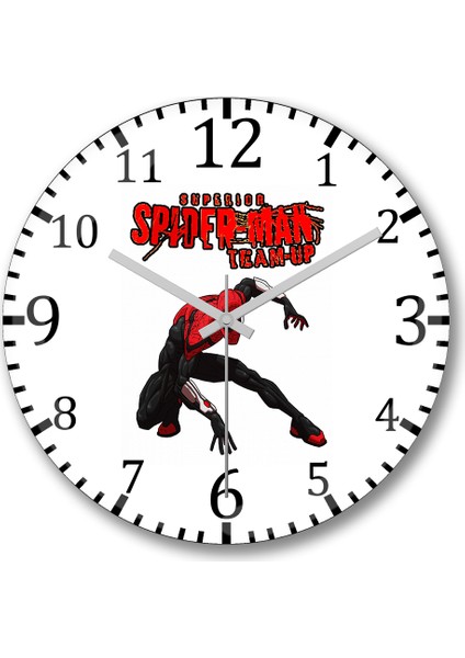 Spider Man Superior Duvar Saati Bombeli Gercek Cam