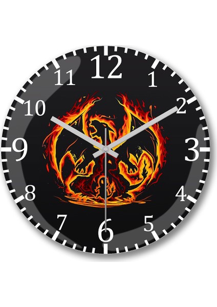 Pokemon Charmander Evoluçao Duvar Saati Bombeli Gercek Cam