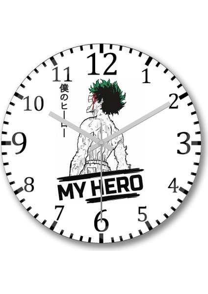 My Hero Midoriya Izuku Duvar Saati Bombeli Gercek Cam