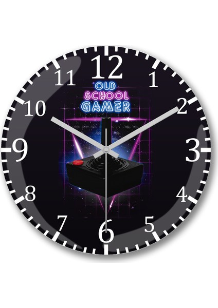 Old Scchool Gamer Duvar Saati Bombeli Gercek Cam