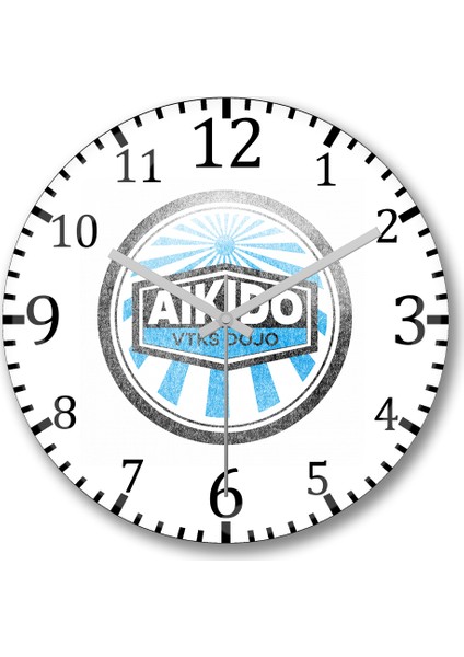 Logo Distress Aıkıdo Duvar Saati Bombeli Gercek Cam