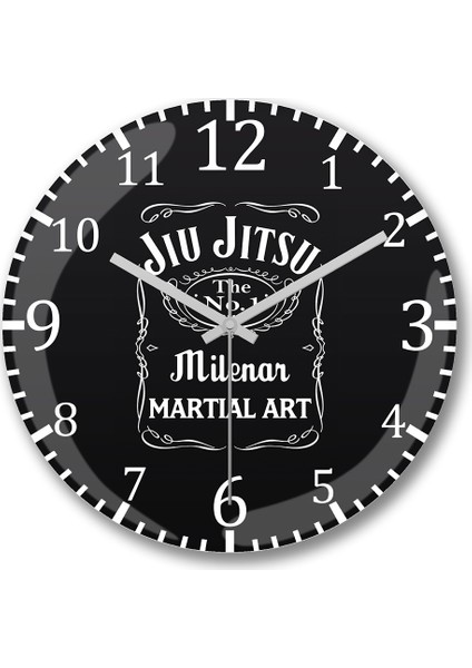 Jiu Jitsu Whiskeey Tag Duvar Saati Bombeli Gercek Cam