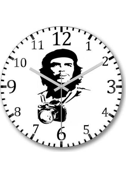 Che Guevara Duvar Saati Bombeli Gercek Cam