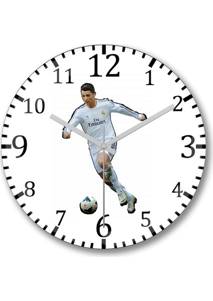 Cristiano Ronaldo Duvar Saati Bombeli Gercek Cam