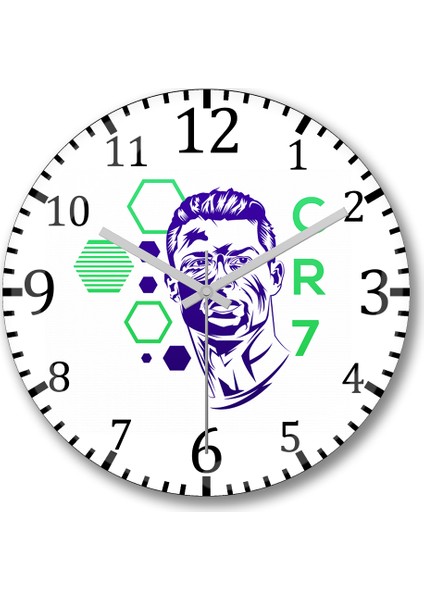 Cristiano Ronaldo CR7 Duvar Saati Bombeli Gercek Cam