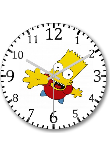 Bart Simpsons Duvar Saati Bombeli Gercek Cam
