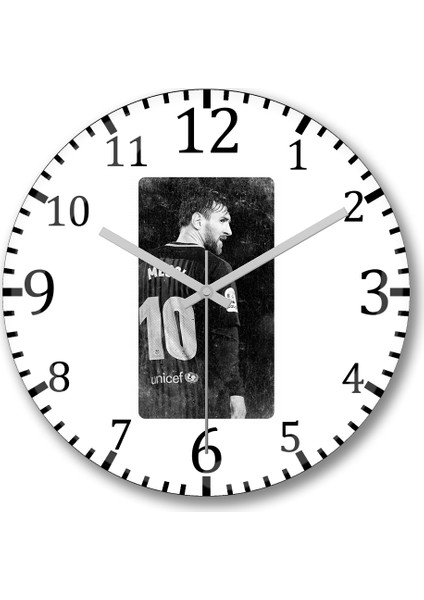 Messi Duvar Saati Bombeli Gercek Cam