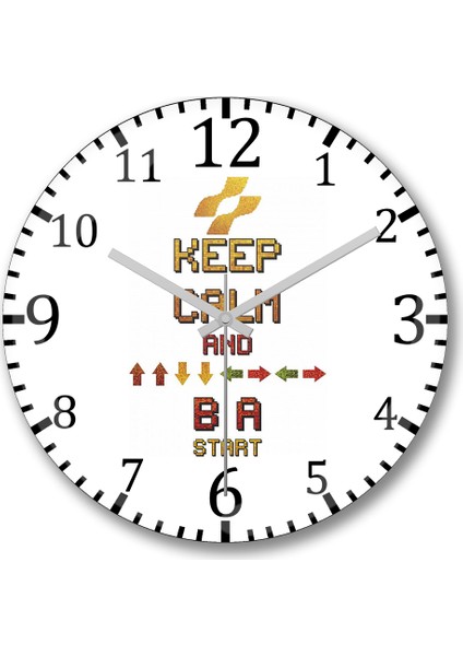 Keep Calm Konami Duvar Saati Bombeli Gercek Cam