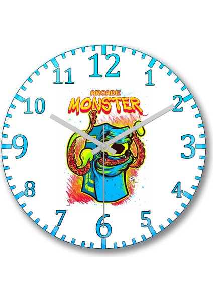 Arcade Monster Duvar Saati Bombeli Gercek Cam