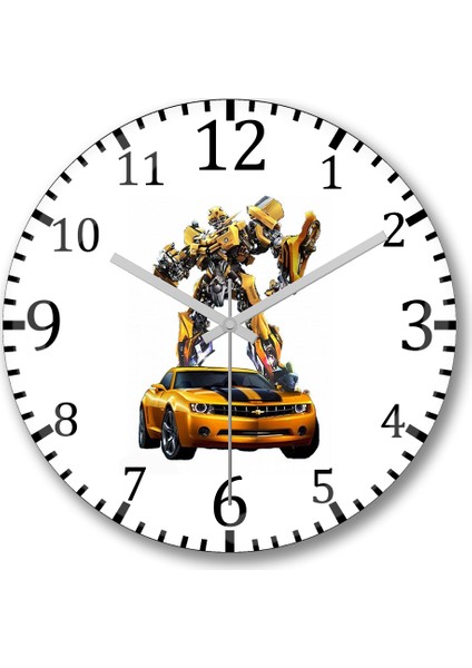 Bumblebee Transformes Duvar Saati Bombeli Gercek Cam