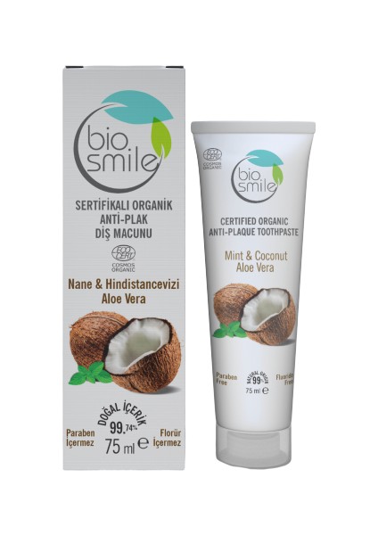 Organik Sertifikalı Anti-Plak Diş Macunu Hindistancevizi-Nane-Aloe Vera 75 ml fiyatları