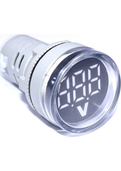 LED Göstergeli Voltmetre Beyaz 22 mm 500 V