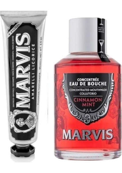 Cinnamont Mint Ağız Gargarası Tarçın 120 ml + Amarelli Licorice Mint Diş Macunu 85 ml