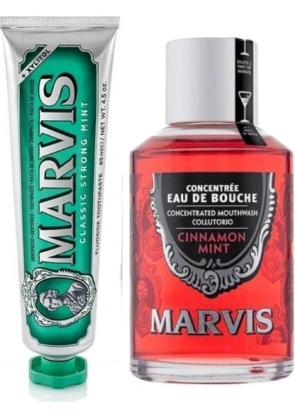 Cinnamont Mint Ağız Gargarası Tarçın 120 ml + Classic Strong Mint Diş Macunu 85 ml