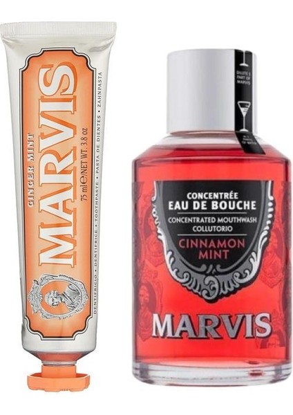 Cinnamont Mint Ağız Gargarası Tarçın 120 ml + Ginger Mint Diş Macunu 85 ml