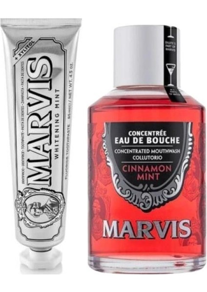 Cinnamont Mint Ağız Gargarası Tarçın 120 ml + Whitening Mint Diş Macunu 85 ml