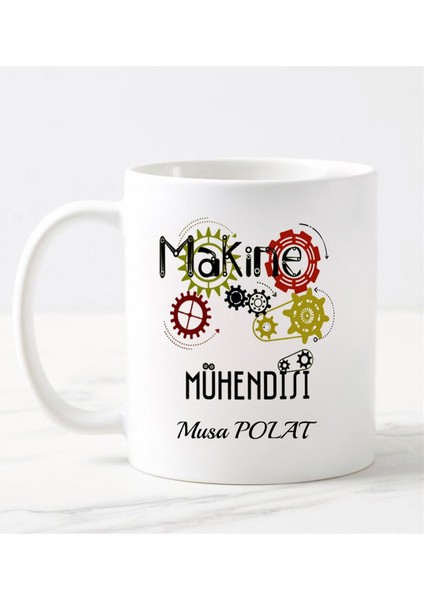 Makine Mühendisi Bardağı Beyaz