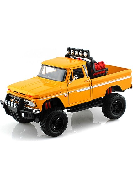 1966 Chevrolet C10 Fleetside Pickup Truck Off Road Yellow 1/24 Model Araba