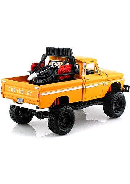 1966 Chevrolet C10 Fleetside Pickup Truck Off Road Yellow 1/24 Model Araba