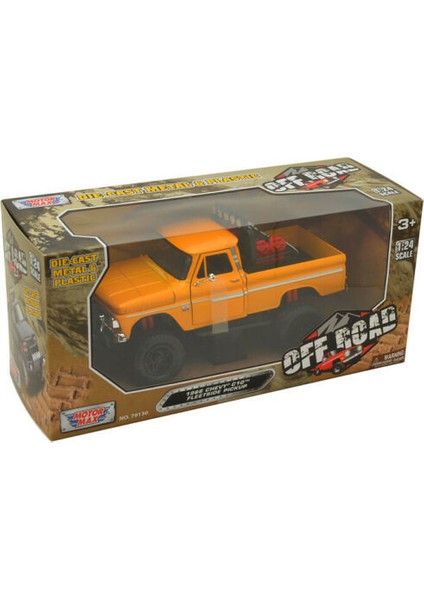 1966 Chevrolet C10 Fleetside Pickup Truck Off Road Yellow 1/24 Model Araba