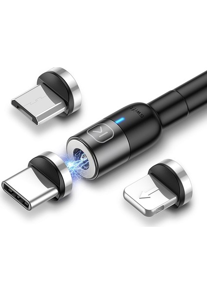 Kuulaa Magnetic-Mıknatıslı Lightning + Type-C + Micro USB USB Şarj Kablosu 3 Başlık AL-32051