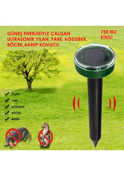Güneş Enerjili Köstebek, Yılan, Fare, Akrep, Vb. Kovucu 750 M2