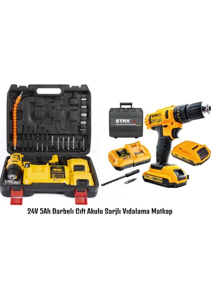 Pro Speed 24 V 5 Ah Darbeli Çift Akülü Şarjlı Vidalama Matkap 19'lu fırsatları