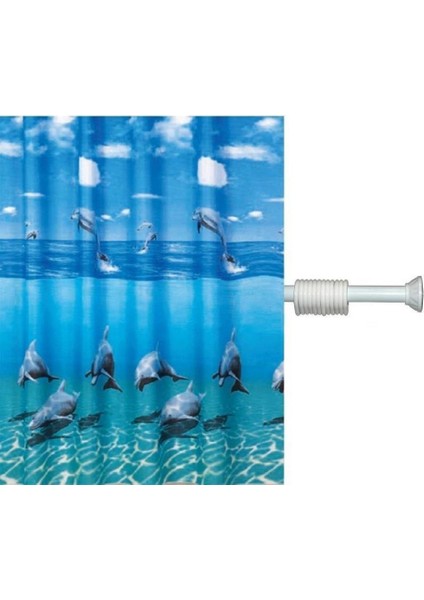 Dolpn Duş,Banyo Perdesi 180x200 Banyo Askısı Hediye