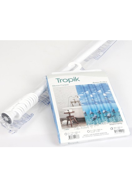Dolpn Duş,Banyo Perdesi 180x200 Banyo Askısı Hediye modelleri