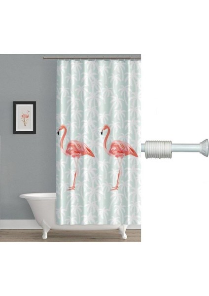 Flamingo Banyo Perdesi + Askı 180x200