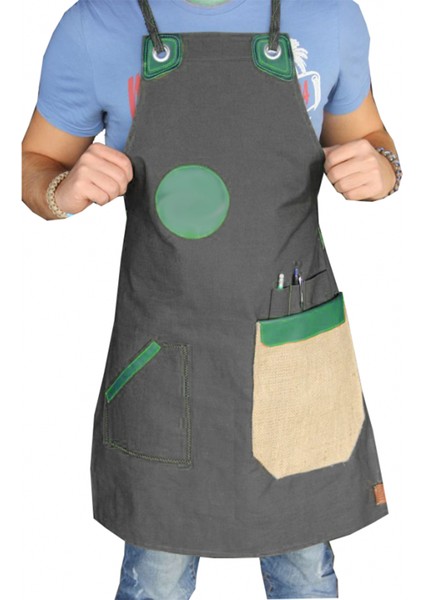 Askılı Master Şef - Barista - Aşçı - Kuaför - Tattoo - Garson Önlüğü Yeşil