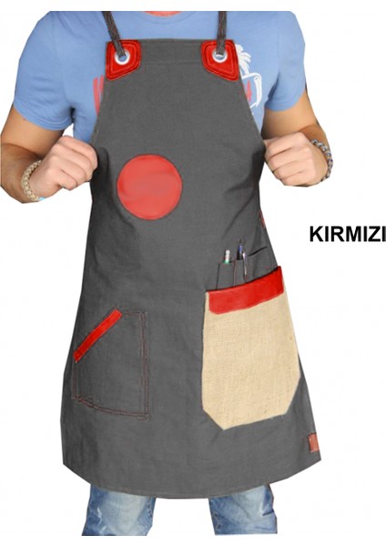 Askılı Master Şef - Barista - Aşçı - Kuaför - Tattoo - Garson Önlüğü Kırmızı fiyatları