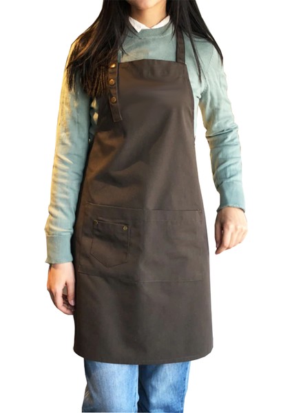 Askılı Master Şef - Barista - Aşçı - Kuaför - Tattoo - Garson Önlüğü Kahverengi