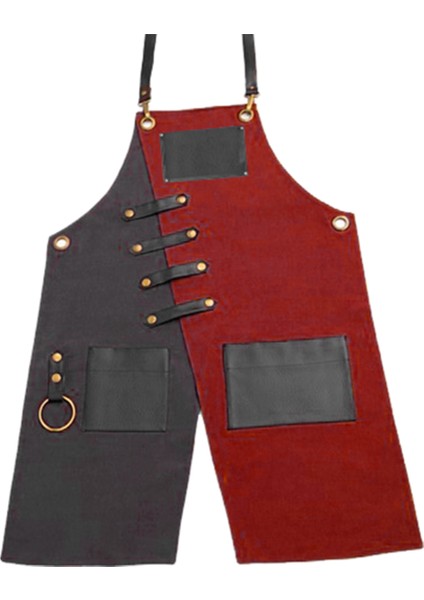 Askılı Master Şef - Barista - Aşçı - Kuaför - Tattoo - Garson Önlüğü Kırmızı